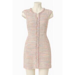 L'AGENCE Rainbow Tweed Macaron Cap Sleeve Dress 4